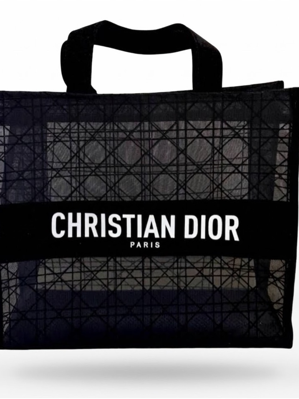Dior Beauty Black Cannage Mesh Book Tote VIP Gift Bag NIB